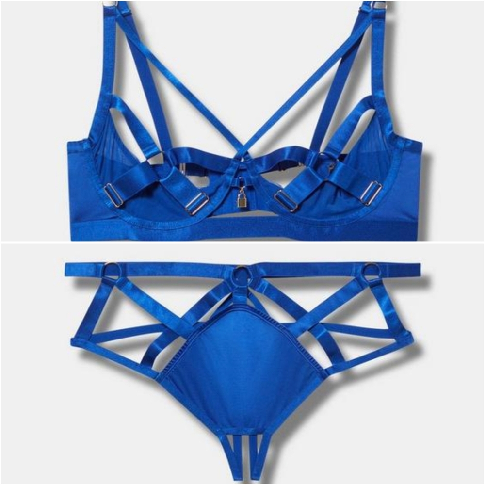 SOLD NEW Matching Set Torrid Curve Lingerie Open Cup Harness Bra & Panty Caged - Picture 1 of 8